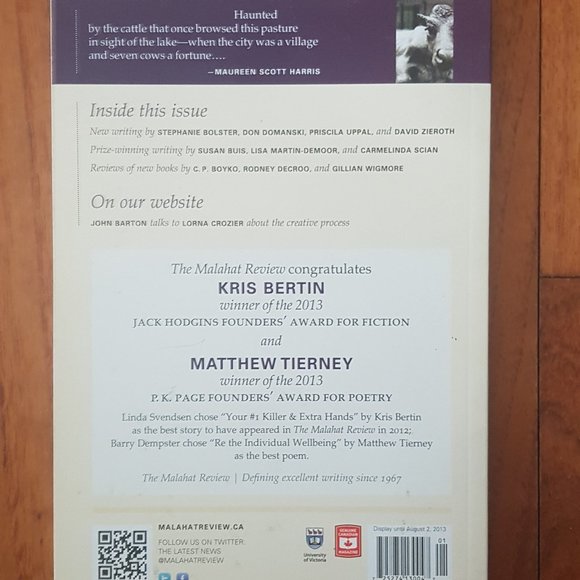 *BUNDLE TO SAVE: 2/$6* The Malahat Review Literary Journal, Issue #182 - Picture 3 of 3